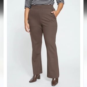 NWT Universal Standard Pull On Ponte Knit Brown Bootcut Pants M = 18-20